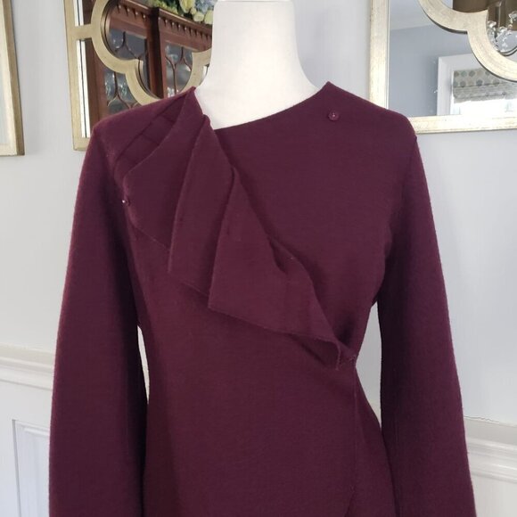 NWOT Beyond Threads Malbec Pleated Serena Peruvian Alpaca Wool Sweater Jacket LG - Picture 4 of 16